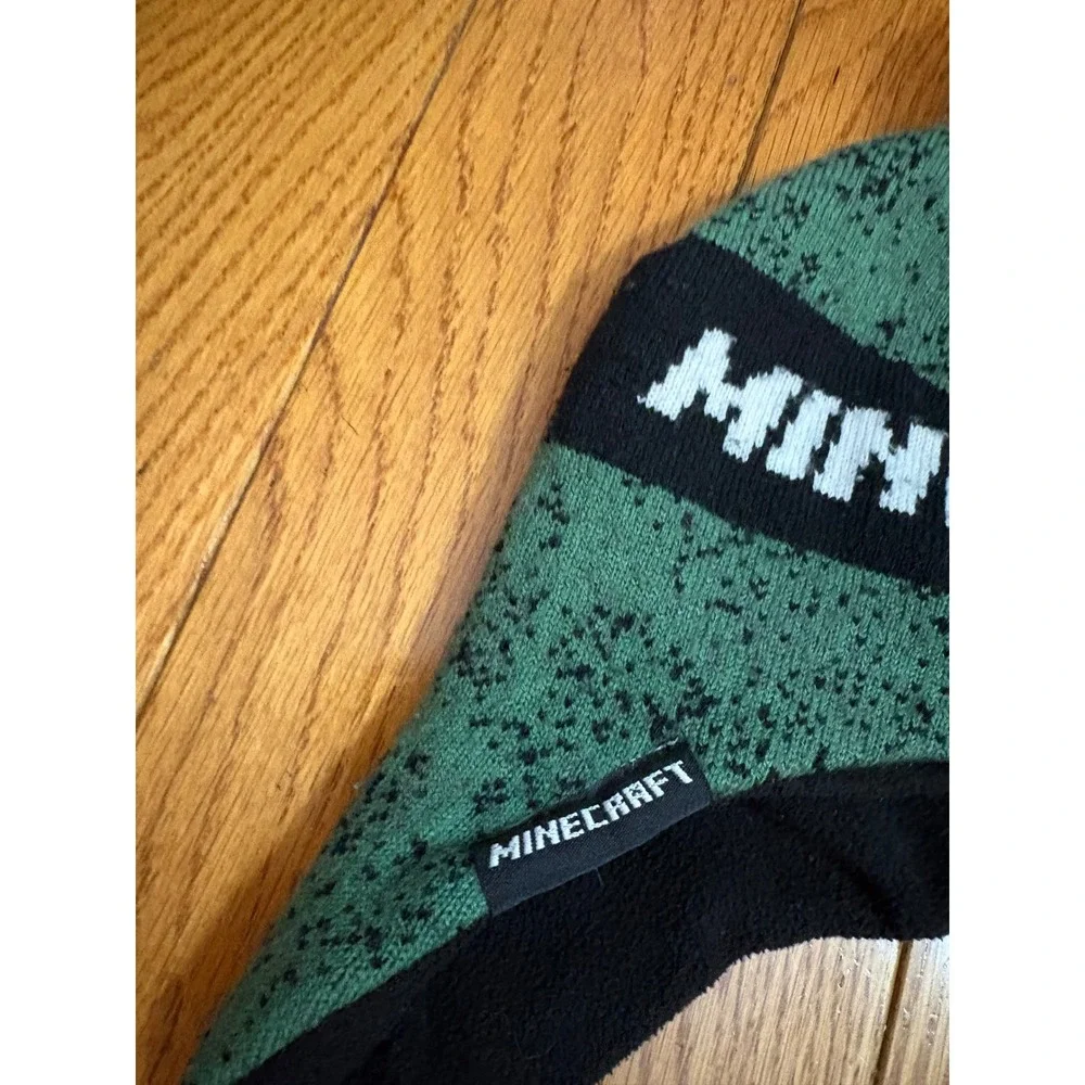 Minecraft‎ Jinx Peruvian Beanie Hat Green Black Knit Earflap Tassels Kids Teens